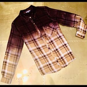 Ombré Flannel Long Sleeved Shirt.